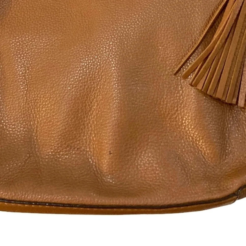 MICHAEL KORS Leather Hobo Shoulder Bag Pebbled Brown Large